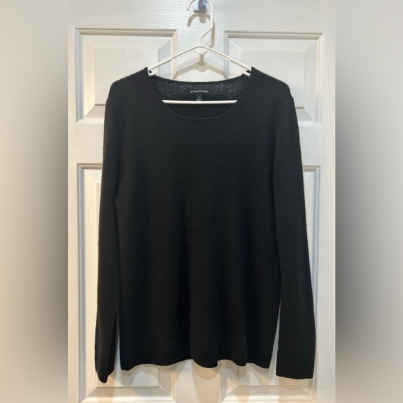 41 Hawthorn 100% Cashmere Black Round Neck Sweater Size L Mature Quiet Luxury - Picture 1 of 9